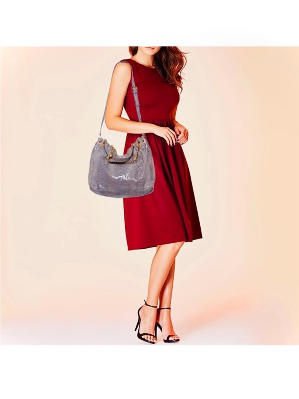 Michael Kors Angora Jet Set Chain MD Snakeskin Leather Convertible